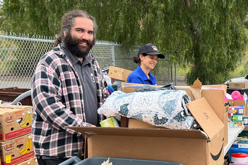 Man receiving donations